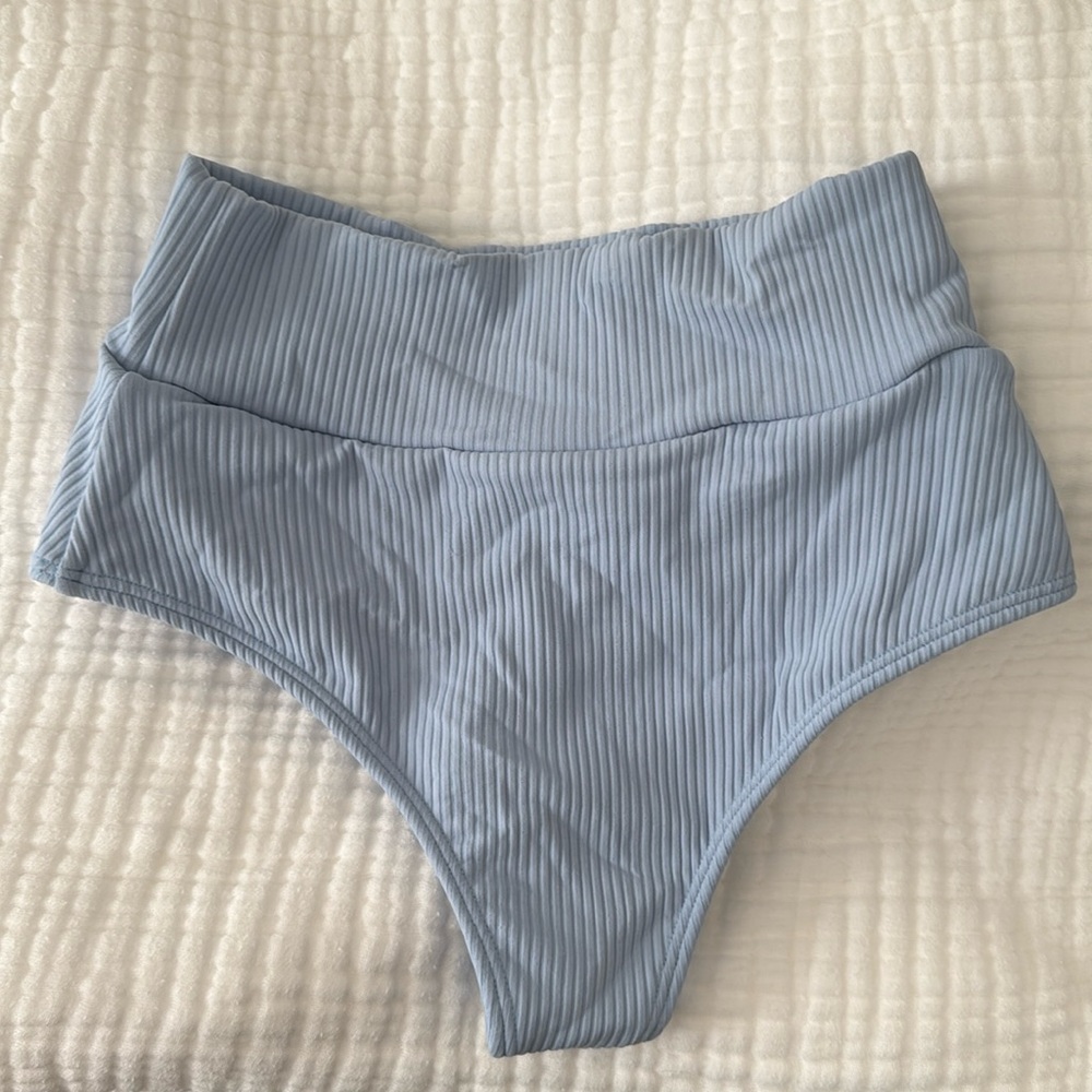 Montce Light Blue Ribbed Bikini bottom